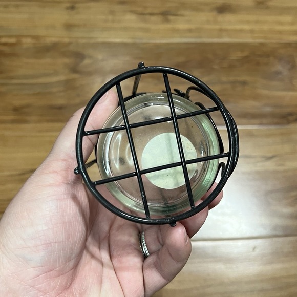 Chicken Tea Light Votive Candle Holder Clear Glass with Rustic Metal Holder 3.5" - Picture 7 of 7